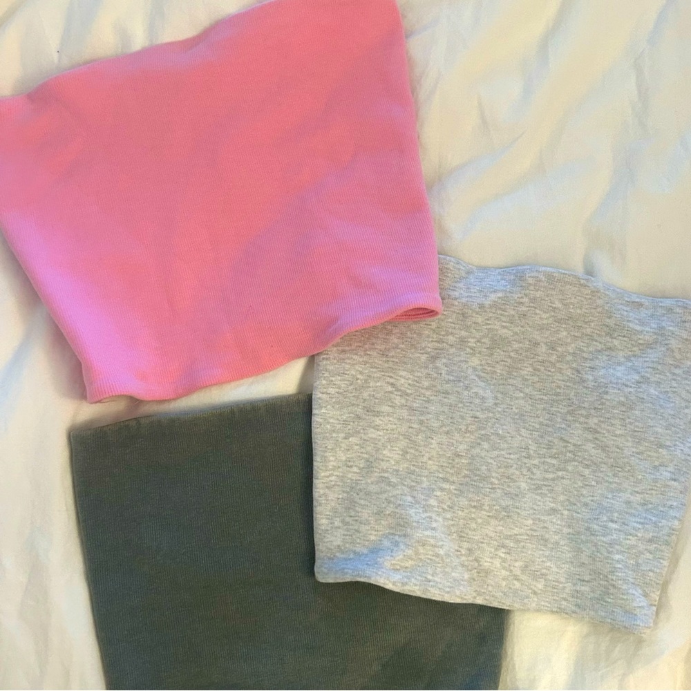 ZARA three brand new tube tops in size S - baby pink - heather grey - denim grey
